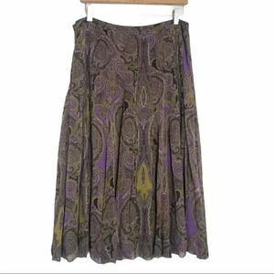 Jones NY 10 silk brown/purple long paisley skirt‎